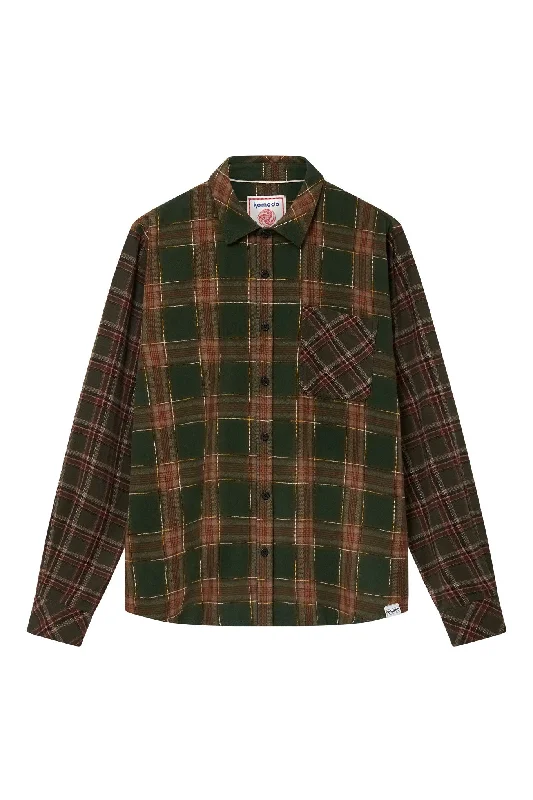 AXEL Flannel Patchwork Check Shirt - Green