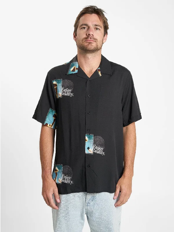 Enjoy Reality Bowling Shirt - Black