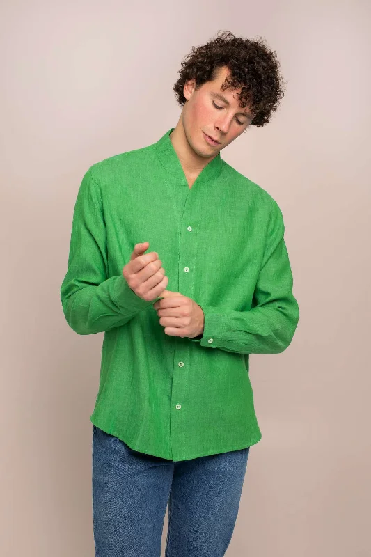 Green - Coral Linen Shirt