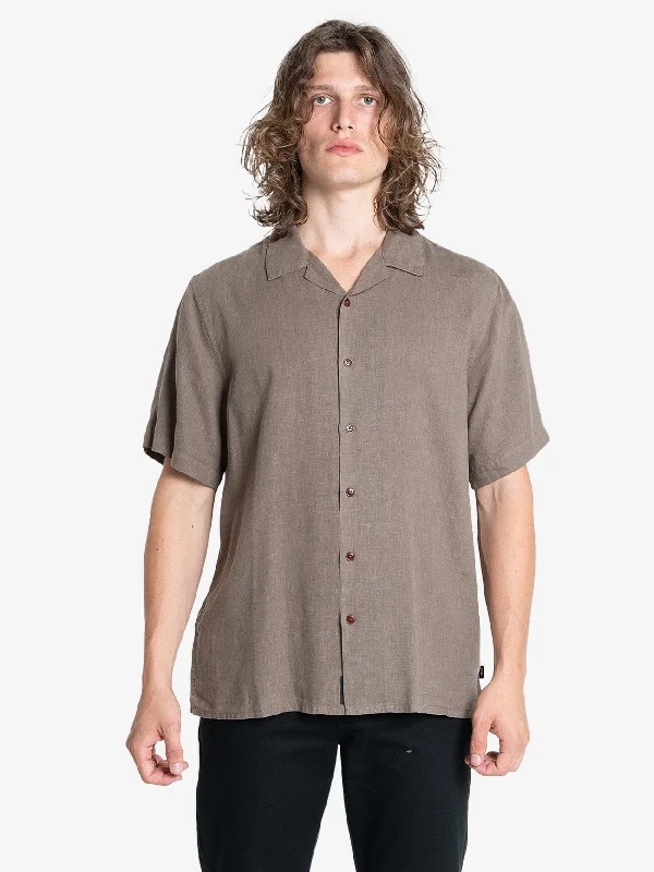 Hemp Minimal Thrills Bowling Shirt - Light Canteen