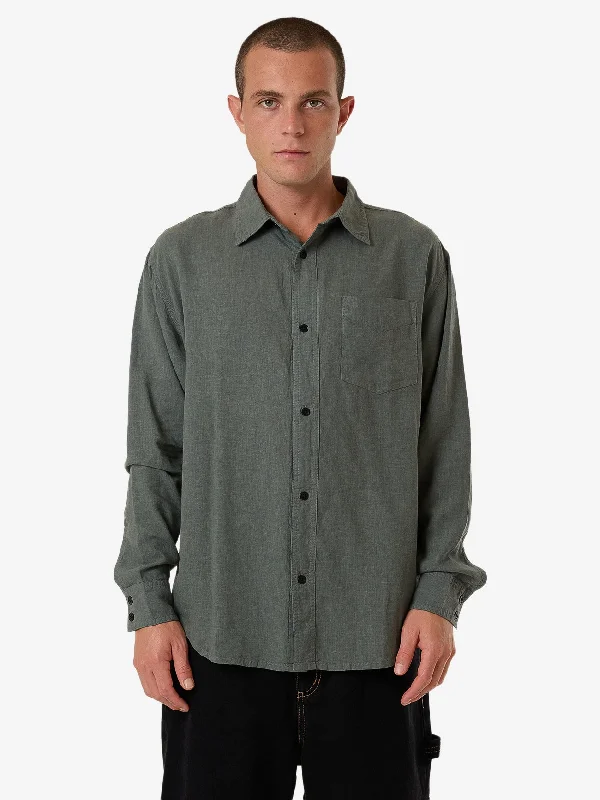 Hemp Minimal Thrills Oversize Long Sleeve Shirt - Dark Forest