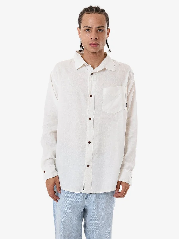 Hemp Minimal Thrills Oversize Long Sleeve Shirt - Dirty White