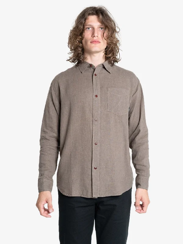 Hemp Minimal Thrills Oversize Long Sleeve Shirt - Light Canteen