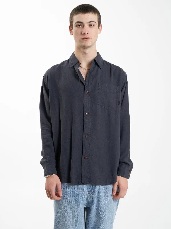 Hemp Minimal Thrills Oversize Long Sleeve Shirt - Slate