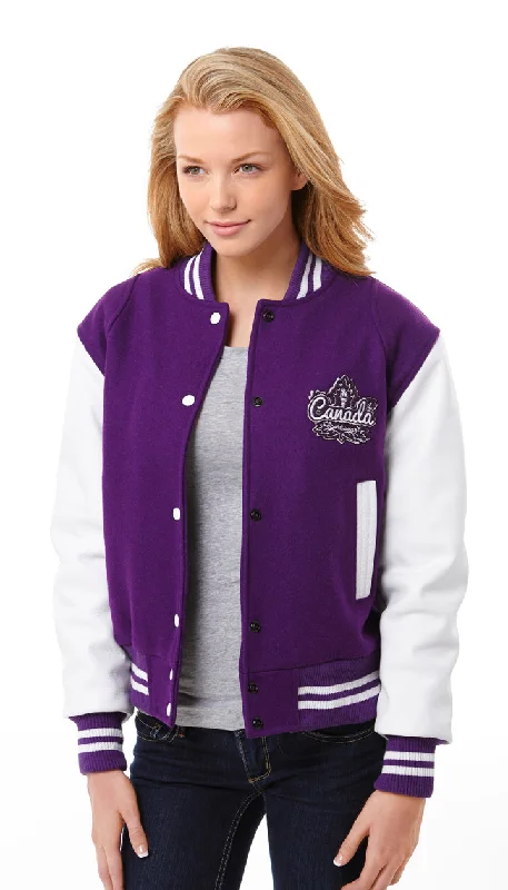 JK543 - Custom Ladies Melton and Leather Varsity Jacket