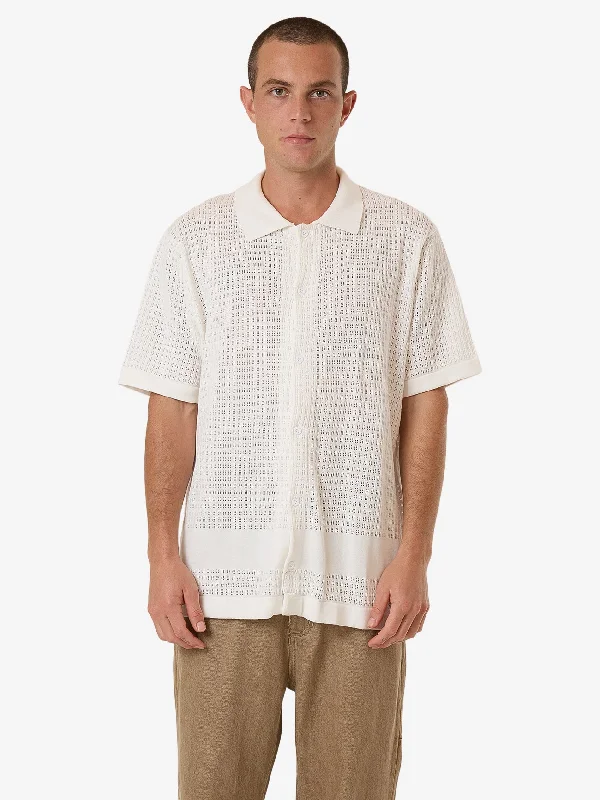 Lost In Paradise Knit Bowling Shirt - Unbleached