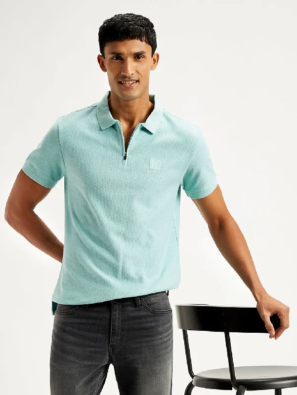 Men's Textured Slim Fit Polo T-Shirt