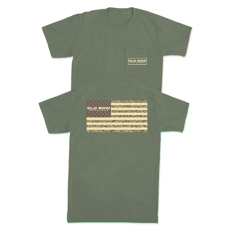 Old Row Outdoors Camo Flag Pocket Tee