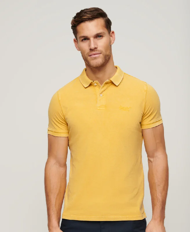 Organic Cotton Vintage Destroy Polo Shirt | Pigment Yellow