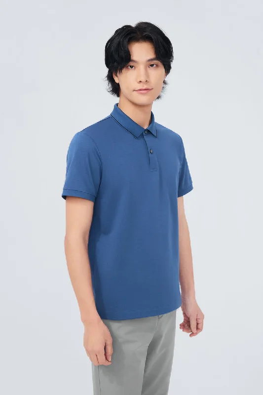 Super Soft Pique Tipped Polo | Blue NYE075