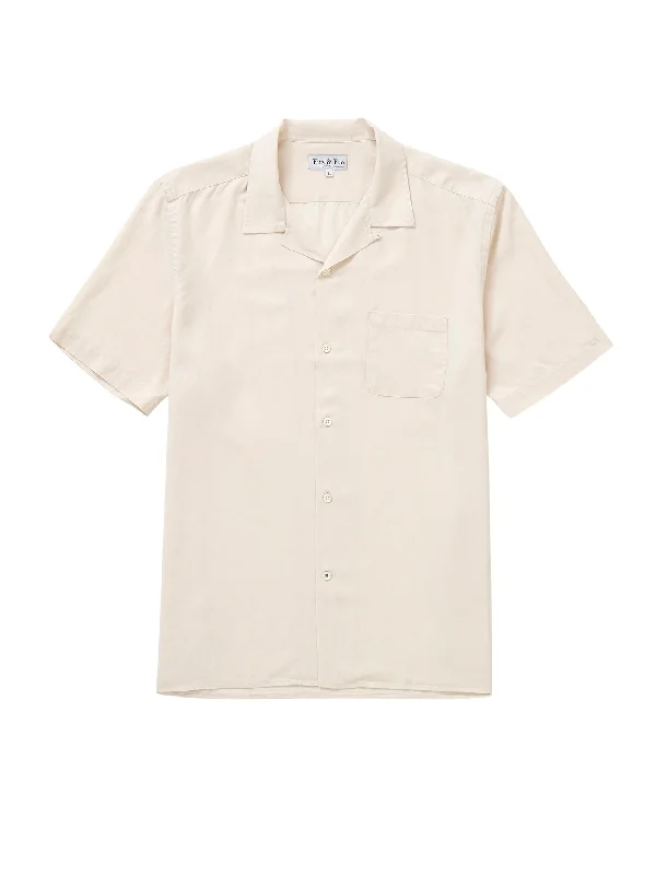 Tencel/Linen Cuban Collar Shirt - Ecru