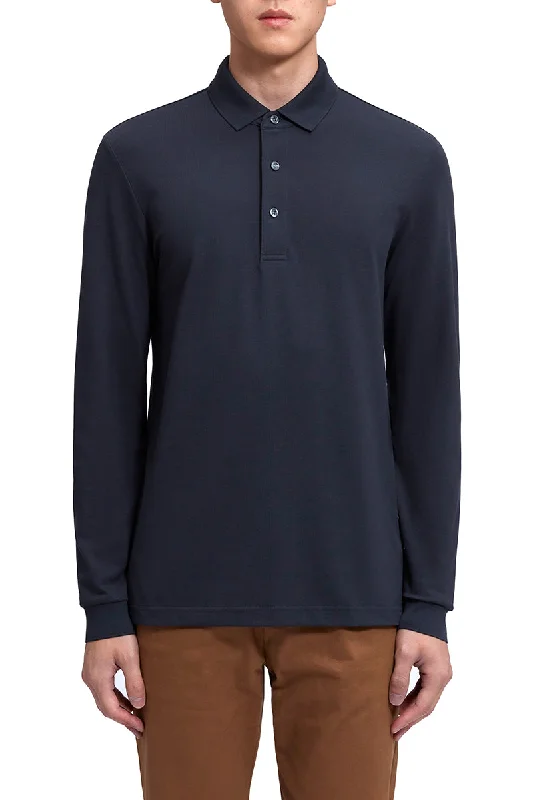 VISDRY™ Pique Long Sleeve Polo | Charcoal GYE164