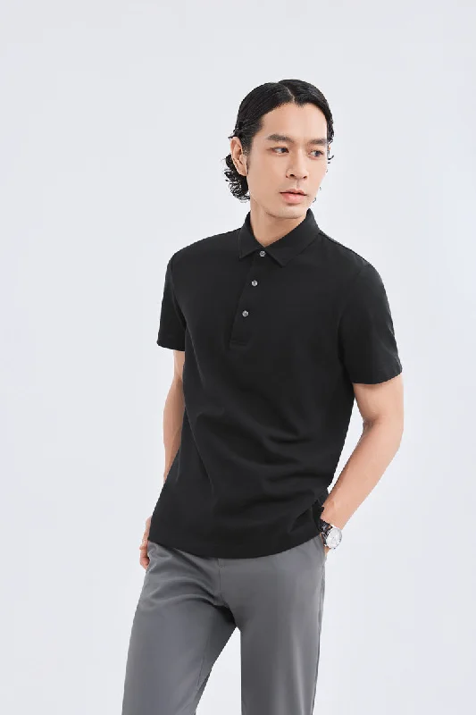 Waterless Dye Pique Polo | Black BKYD01