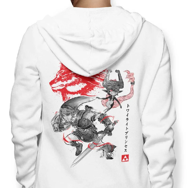 Twilight Wolf Sumi-e - Hoodie