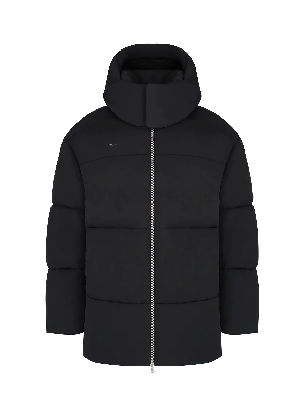 Mens DNA Flower-Warmth Long Puffer—black