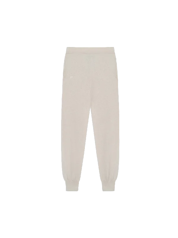 Mens Recycled Cashmere Track Pants—oatmeal