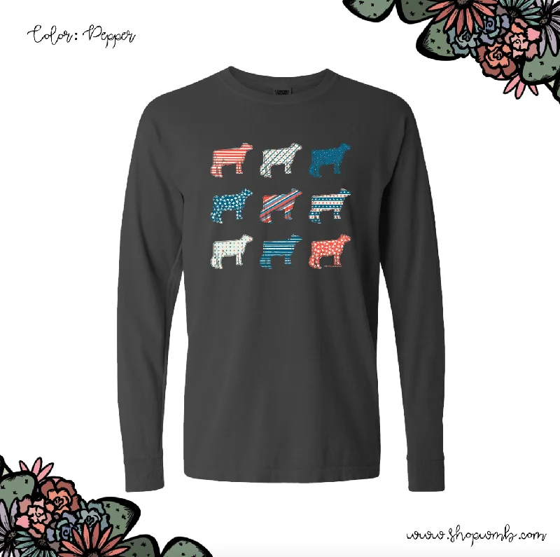 Patriotic Bundle Dairy Cows LONG SLEEVE T-Shirt (S-3XL) - Multiple Colors!