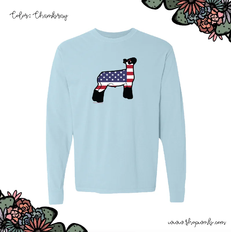 Patriotic Lamb LONG SLEEVE T-Shirt (S-3XL) - Multiple Colors!